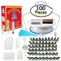 100 pcs cake decorating turntable bakery pattern decorating tool packaged combination rotating cake turntable decorating turnt