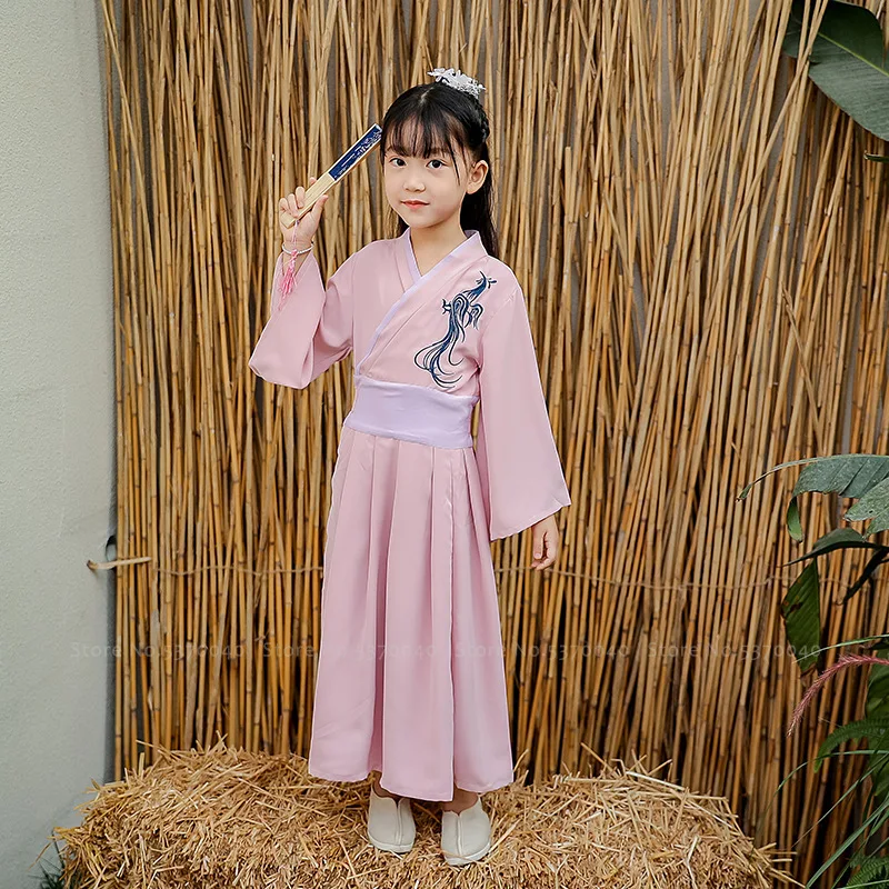 Детский костюм для мальчиков с вышивкой дракон платье Тан девочек Феникс