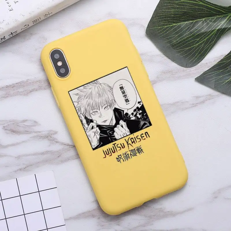 

Jujutsu Kaisen Satoru Gojo anime High quality luxury Phone Case Candy Color for iPhone 6 7 8 11 12 s mini pro X XS XR MAX Plus