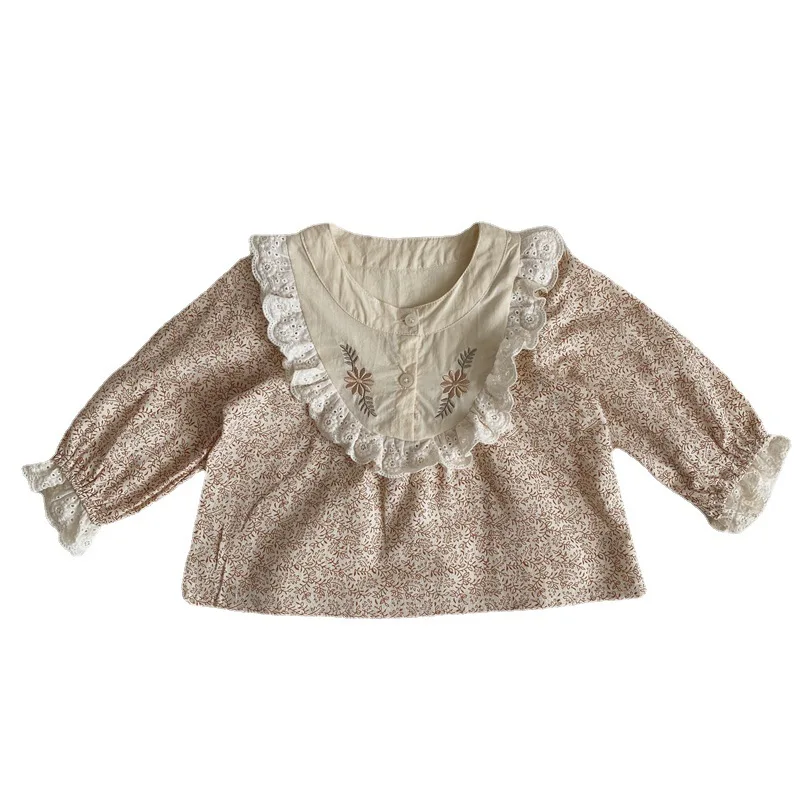 

Children Clothes Autumn New Girl Lace Embroidered Shirt Baby Printing Long Sleeve Korean Top