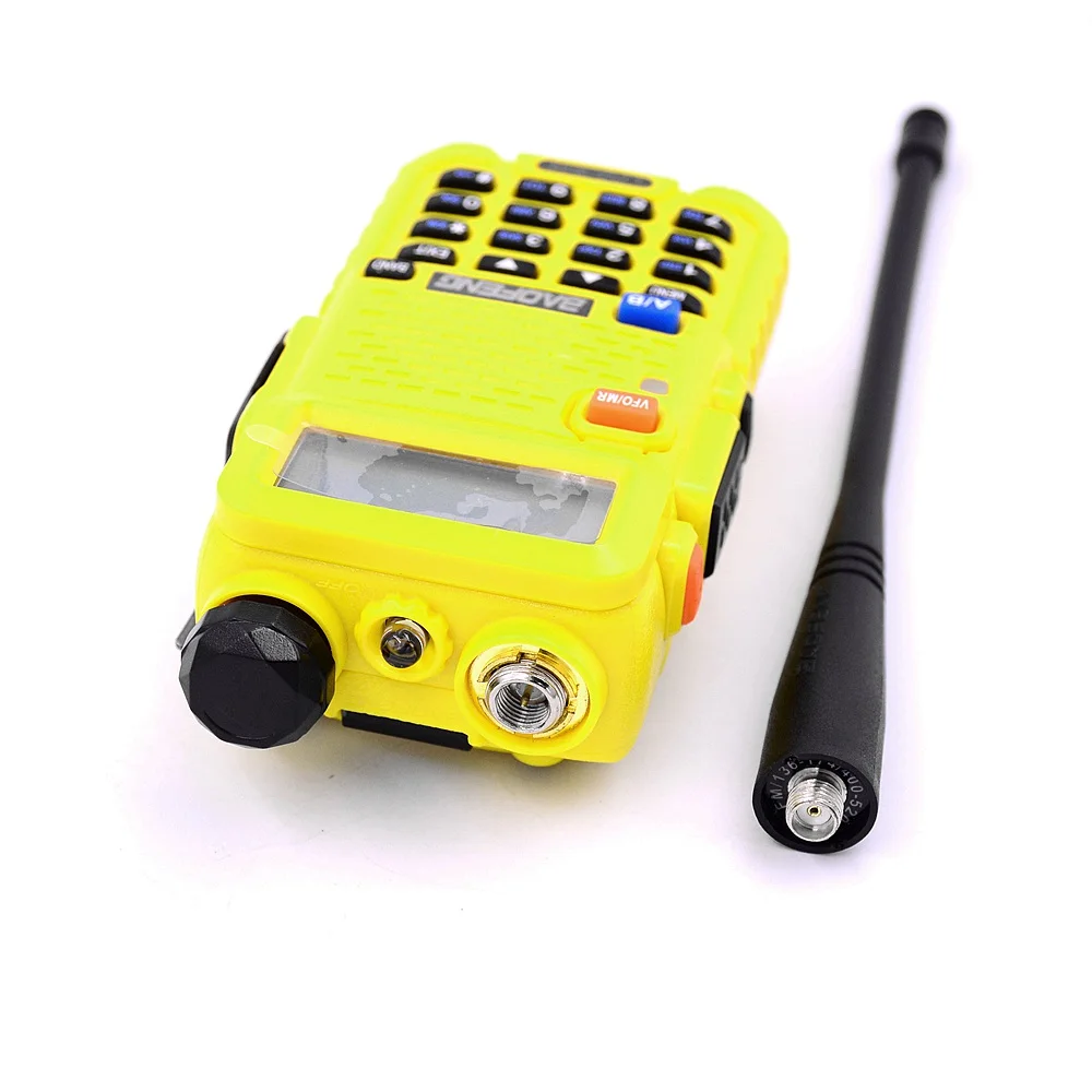 Рация BAOFENG 5R с гарнитурой и PTT желтая ЖК-дисплей FM-радио VOX DTMF сканирование
