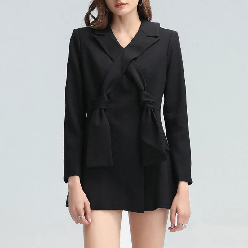 

2021 spring and autumn new suit fashion temperament cross twist slim slim coat