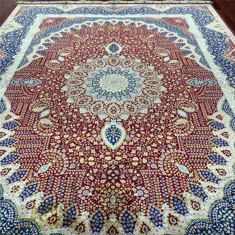 Koop 9 'X 13' Handgeknoopte Perzische Zijden Tapijten Hand Weave Zijde Oosterse Gebied Tapijt
