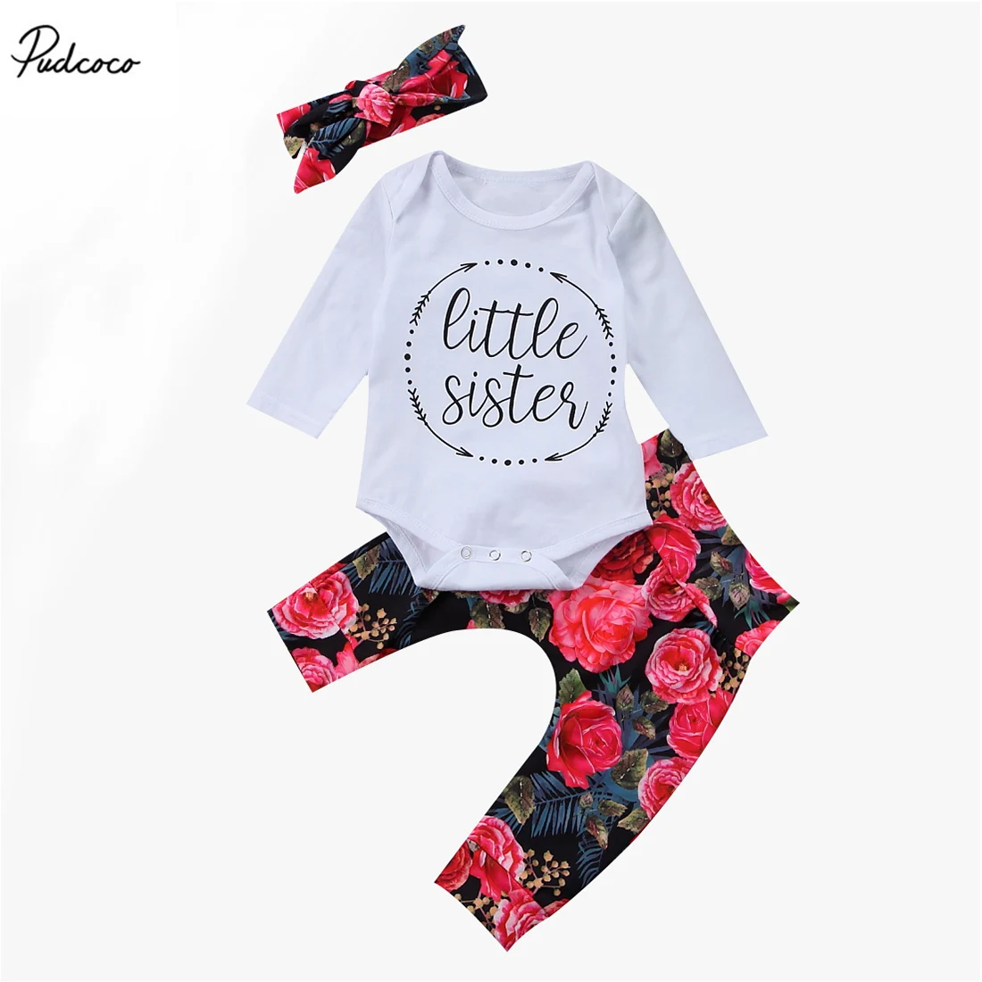 3 шт. детский комбинезон с цветочным принтом на весну и осень|Комплекты одежды| |