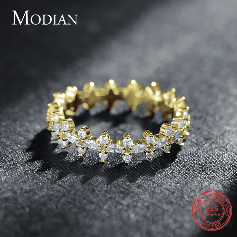 Modian 100% реальные 925 Sterlihg серебряные ромбовидные прозрачные CZ штабелируемые кольца