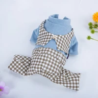 winter warm pet clothes dog lovers clothes ladies gentleman plaid thickened soft dogs clothing chihuahua jumpsuits cat costumes