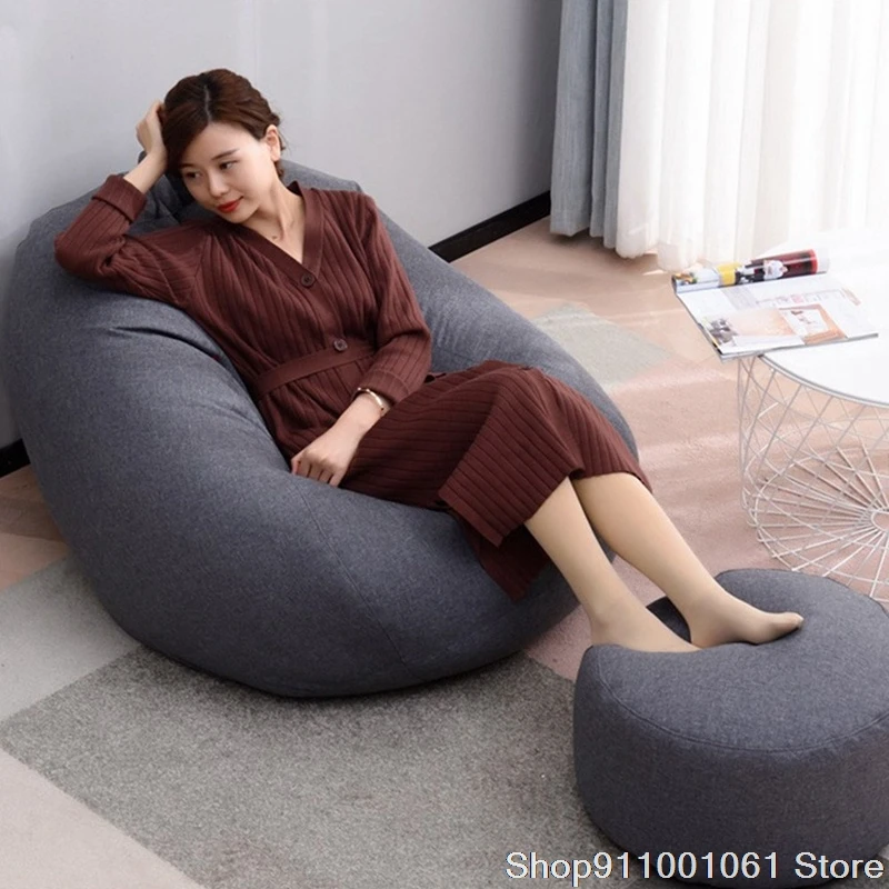 Чехлы для диванов Lazy стулья без наполнителя из льняной ткани мешок отдыха пуф