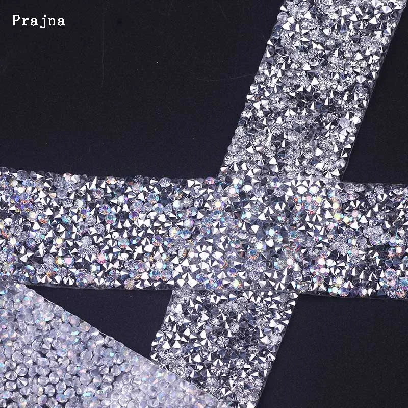 Prajna 1 ярд 3 см Широкий разноцветный мотив стразы лента Хрустальная цепочка