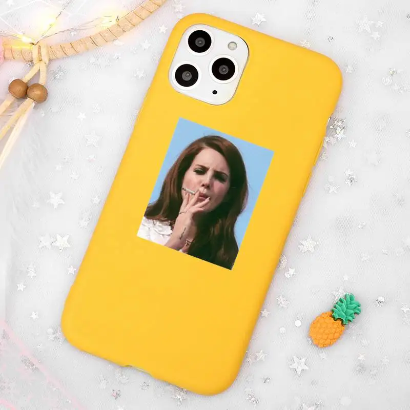 

Lana Del Rey Phone Case Candy Color Yellow for iPhone 11 12 pro XS MAX 8 7 6 6S Plus X 5S SE 2020 XR
