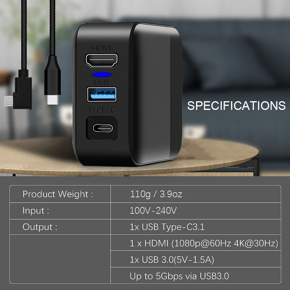 

KKmoon TV Dock with AC Adapter Changer Replacement for Nintendo Switch 3 in 1 Covert TV Docking Station with Type-C/ USB Port