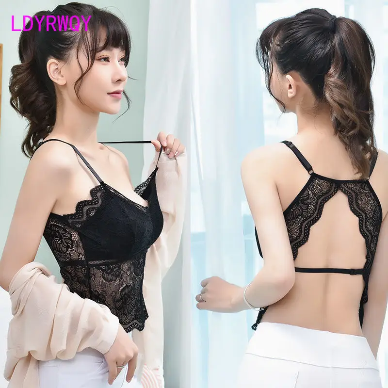 

Summer with breast pad lace beauty back wrapped chest gathered sexy tube top underwear camisole female