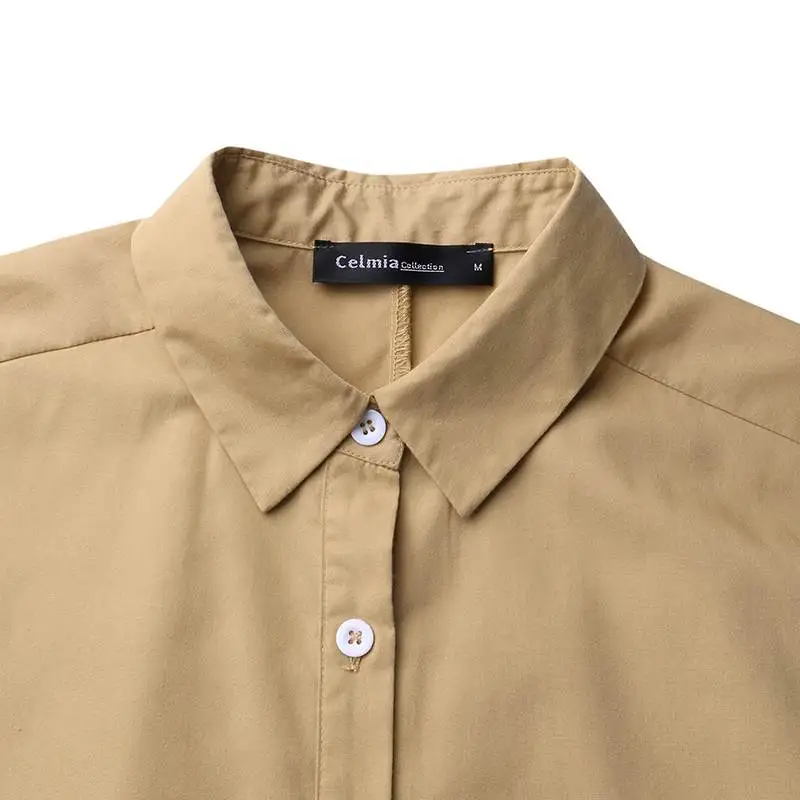 

Celmia Women Long Jumpsuits 2021 Fashion Harem Pants Casual Loose Buttons Rompers Short Sleeve Cargo Pants Plus Size Overalls 7