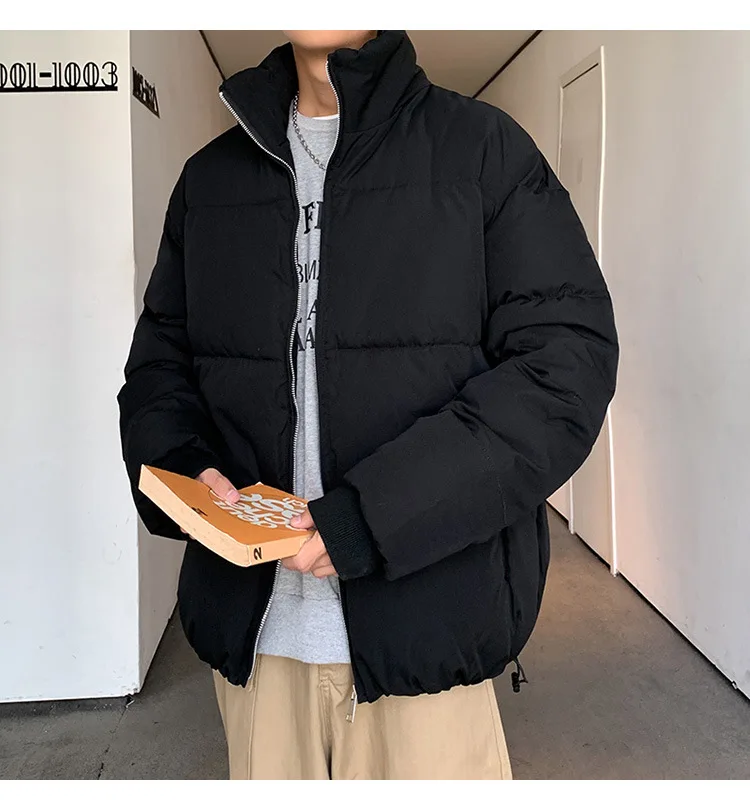 

Pop Solid Puffer Stand Collar Jacket Long Sleeve Pockets Casual Nice Pop Winter Mens Short Coat Zip-up Simple Puffers Coats
