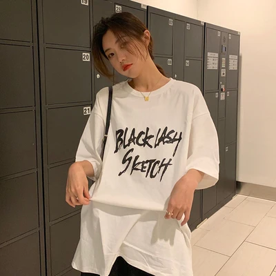 

College Style Pink Loose Short-Sleeved T-shirt Female Ins Popular Net Red T-shirt Top Casual All-Matching Western Style 2021 New