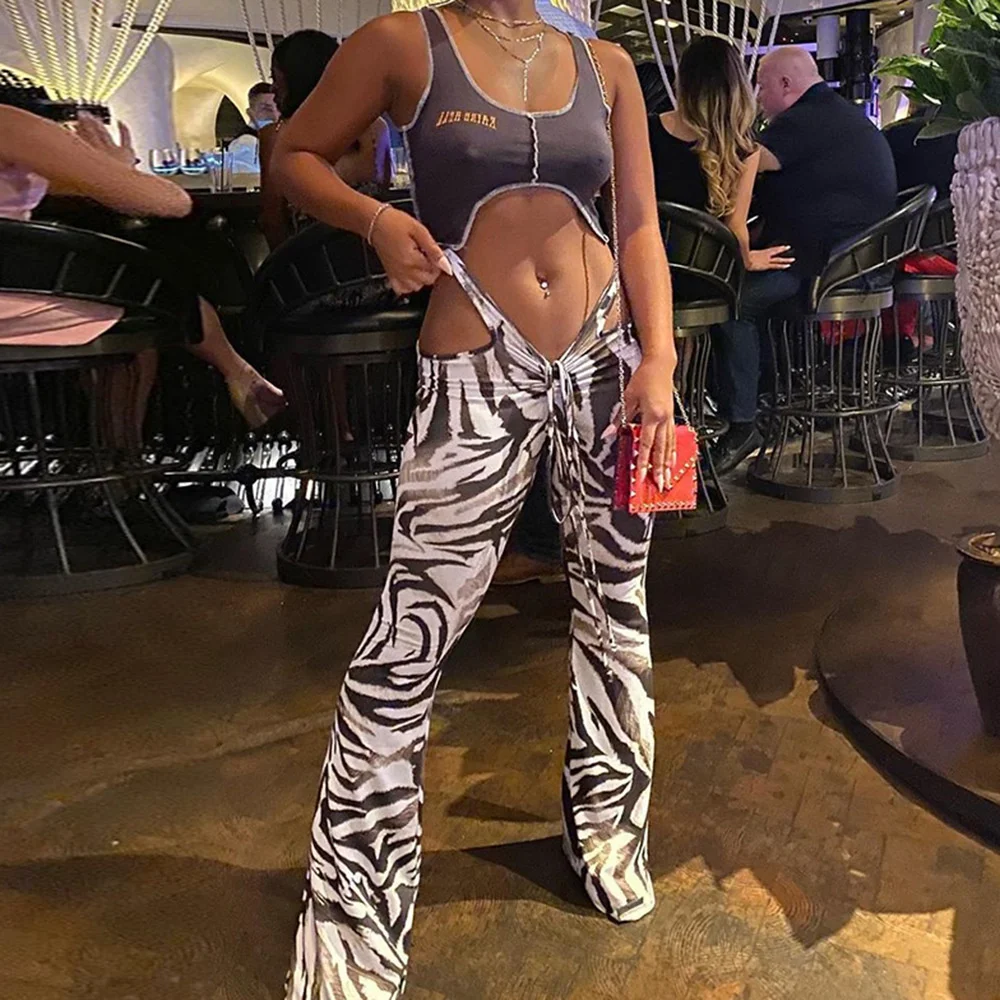 

Новые персонализированные широкие брюки контрастных цветов со шнуровкой и кулиской, Бриджи женские пятнистые