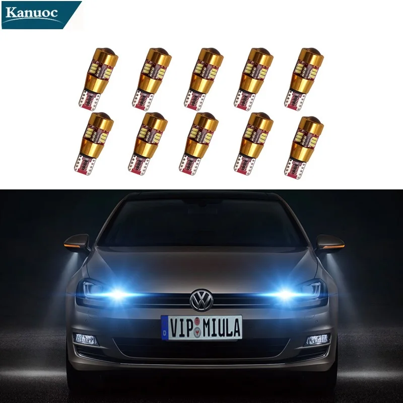 10 шт. автомобисветодиодный светодиодные лампы T10 W5W для VW Polo Beetle Golf 4 5 6 7 Passat b5 b6 t5