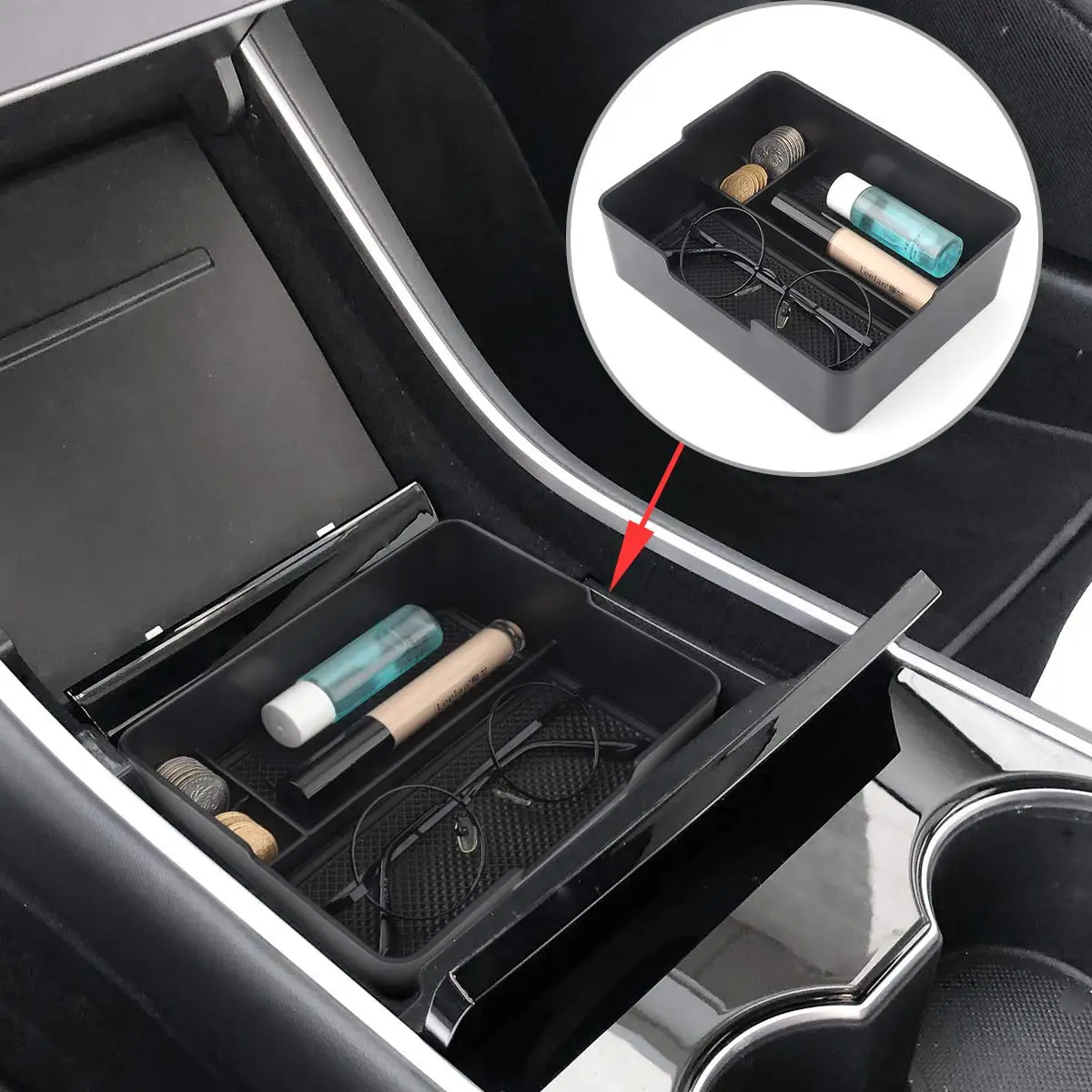 Центральная консоль Органайзер лоток аксессуары для Tesla модель 3 с монеткой и держателем солнцезащитных очков