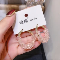 shela rhinestone round hoop earrings for women pink white fashion jewelry pendientes dangle wholesale s925 sterling silverpins