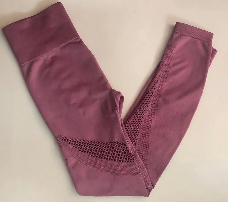 Pomegranate red Женские Бесшовные легинсы с высокой талией, штаны для йоги, сухая посадка, полые спортивные штаны для тренировок, бега, штаны для спортзала, обтягивающие, тянущиеся, леггинсы для фитнеса - Цвет: Pomegranate red