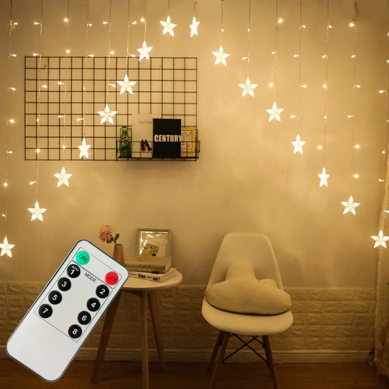 LAIMAIK Рождественские огни 220V Романтический Фея Звезда СВЕТОДИОДНЫЙ шторы Строка