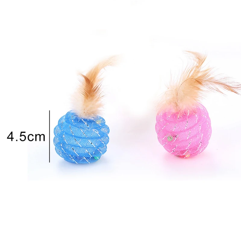 

New Funny Plastic Golf Ball Cat Toy Interactive Kitten Cat Teaser Ball Toy with Feather Kitten Interactive Toys