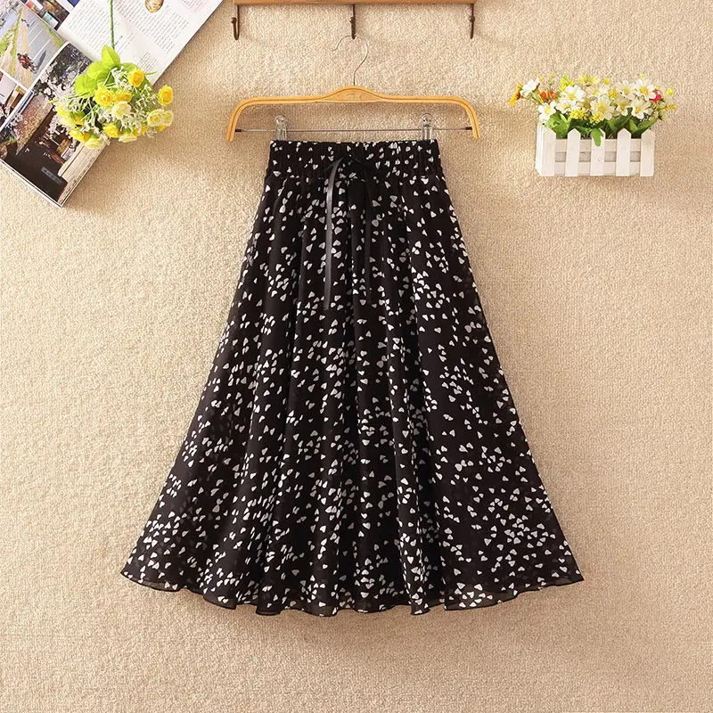 

Chiffon Skirt women's 2021 summer new Korean versatile high waist A-line small Chinese medium length skirt
