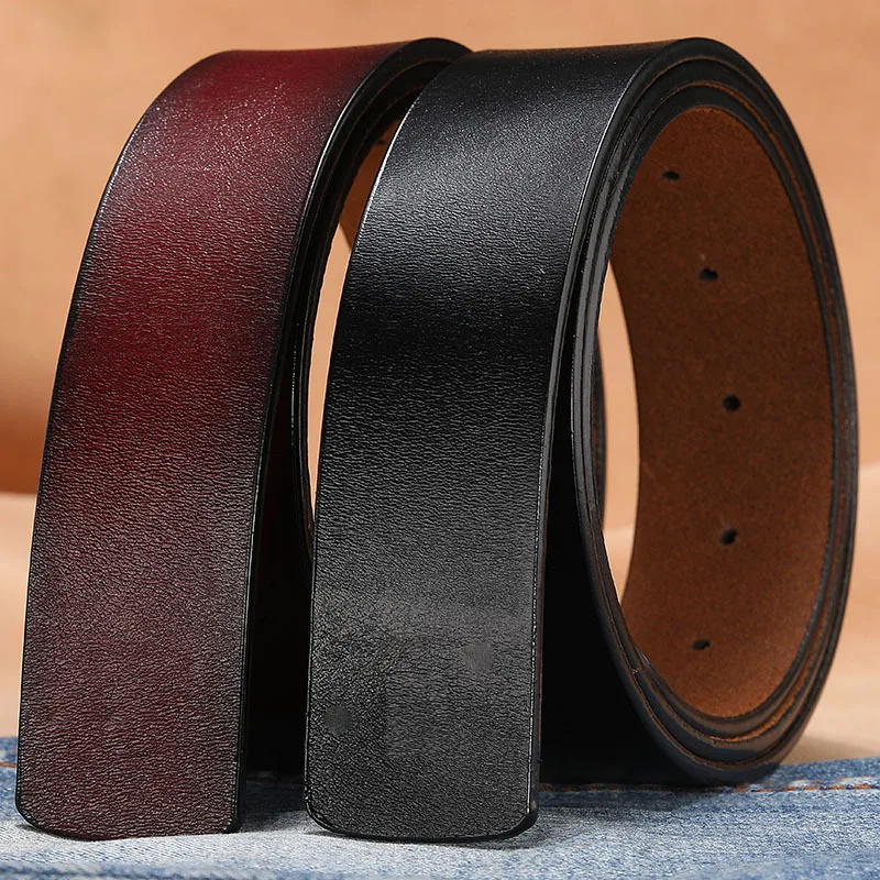 

NEW Cowhide Belt No Buckle for Smooth Buckle Belts Strap 3.8cm Width withouth Buckle Real Genuine Leather Belts with Round Holes