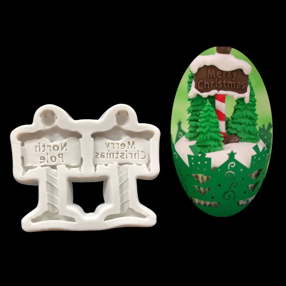 New Cake Decors Fondant Silicone Mold Christmas Road Sign Street Merry Birthday Topper Chocolate | Дом и сад