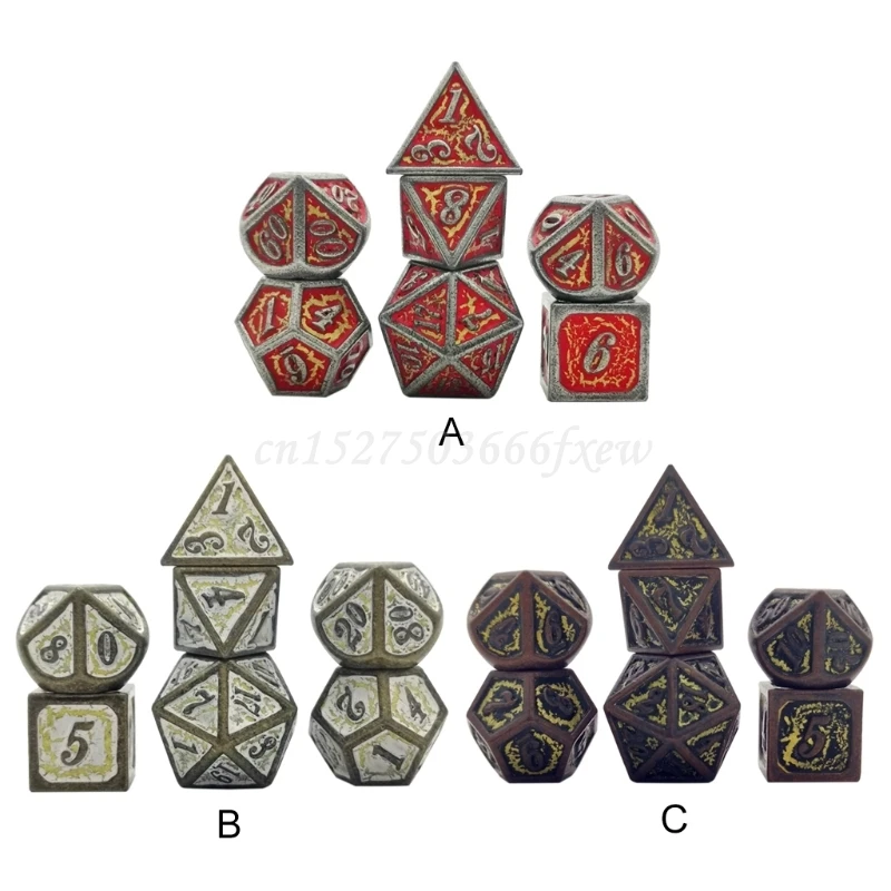 

7pcs Deluxe Metal Dice Polyhedral Board Game Dice Set for Friends Party RPG MTG D4 D6 D8 D10 D12 D20
