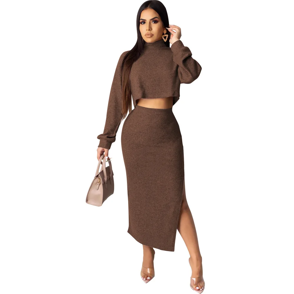 Женский комплект из 2 предметов вязаный пуловер укороченный свитер трикотажная