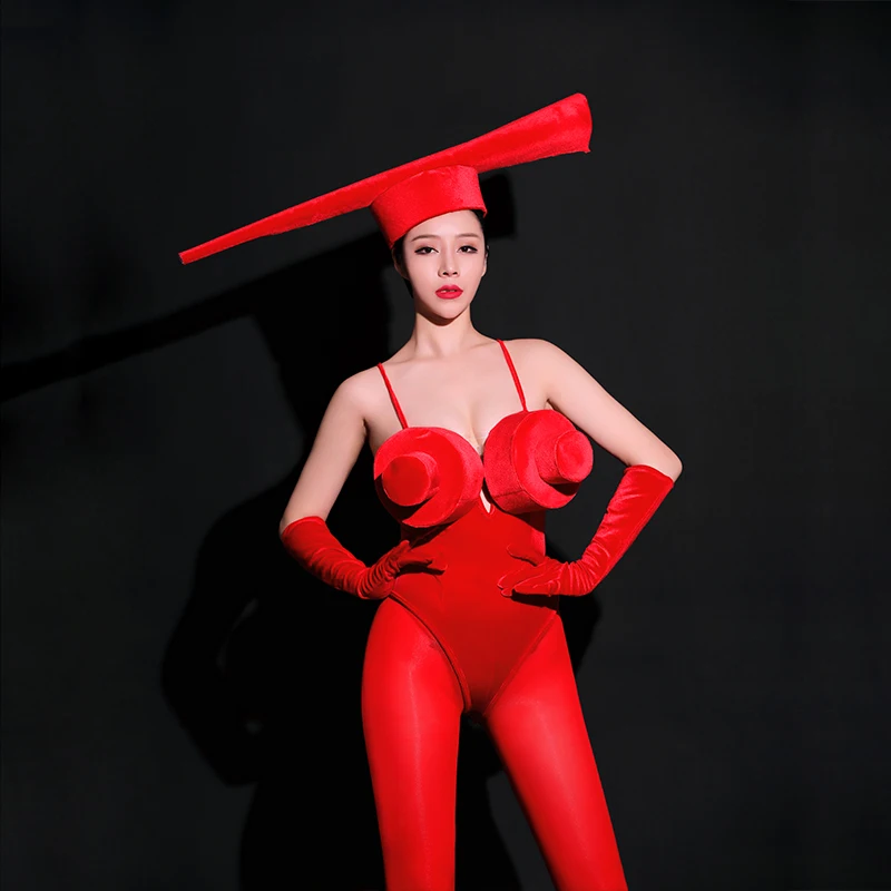 Женское боди с шапкой костюм для танцев в стиле ГОГО клуба карнавала и сцены |
