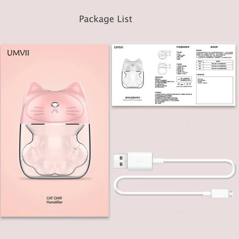 

ELOOLE Ultrasonic Cat Air Humidifier USB Aroma Essential Oil Diffuser Air Purifier Home Car Mist Maker LED Air Freshener