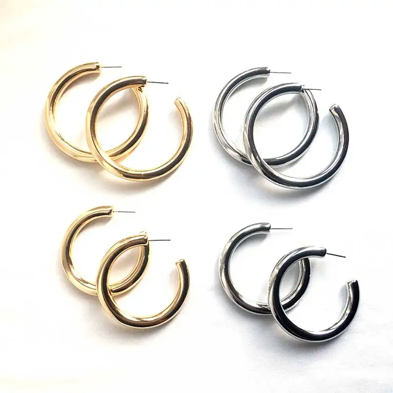 Уличные серьги-гвоздики C круглые кольца массивные золотые маленькие большие