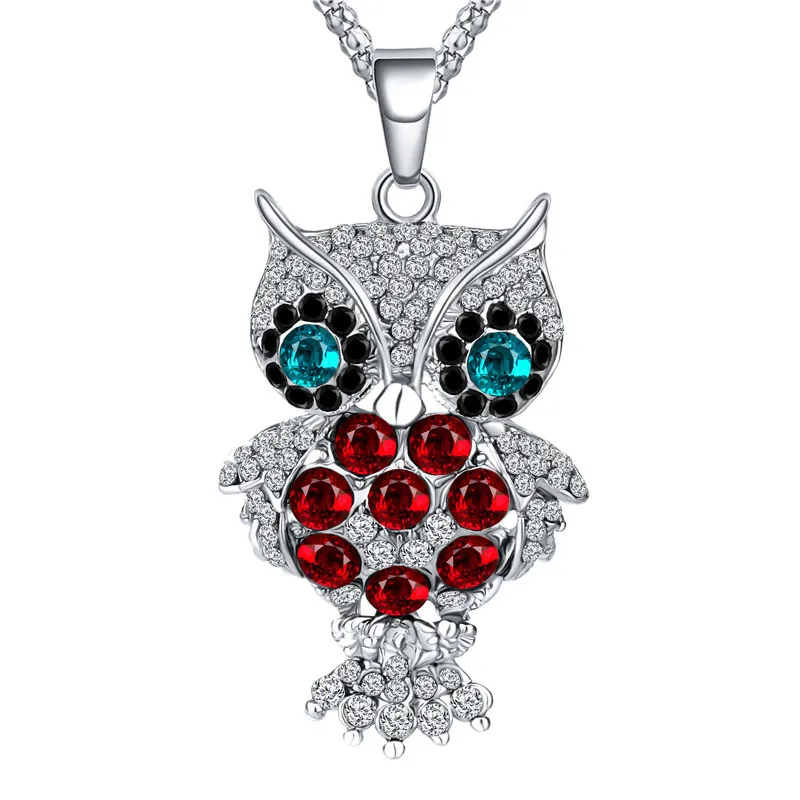 Ретро Хрустальная Сова кулон ожерелье модный свитер цепь ювелирные изделия