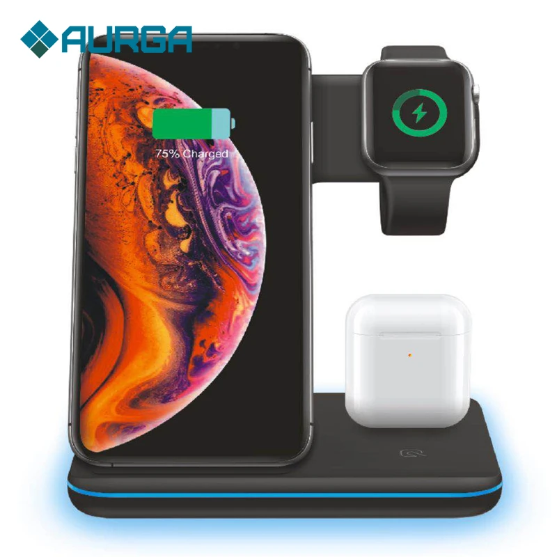 

3 in 1 Wireless Charger stand For iPhone Qi Fast Charger Dock Charging Station Group Vertical for apple Watch AirPods