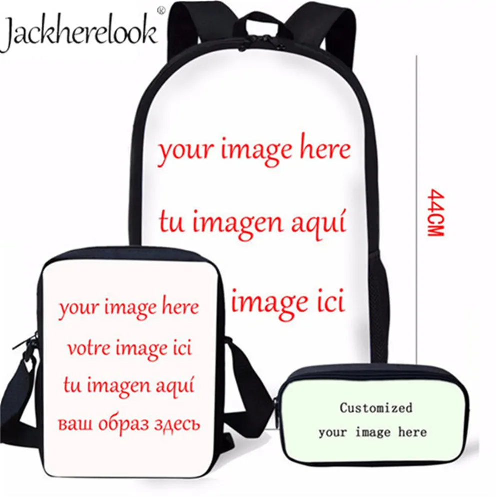 

Jackherelook 3set School Bags for Teen Boys Girls Custom Image Logo Name Design Travel Backpacks Bookbag Mochilas Dropshipping