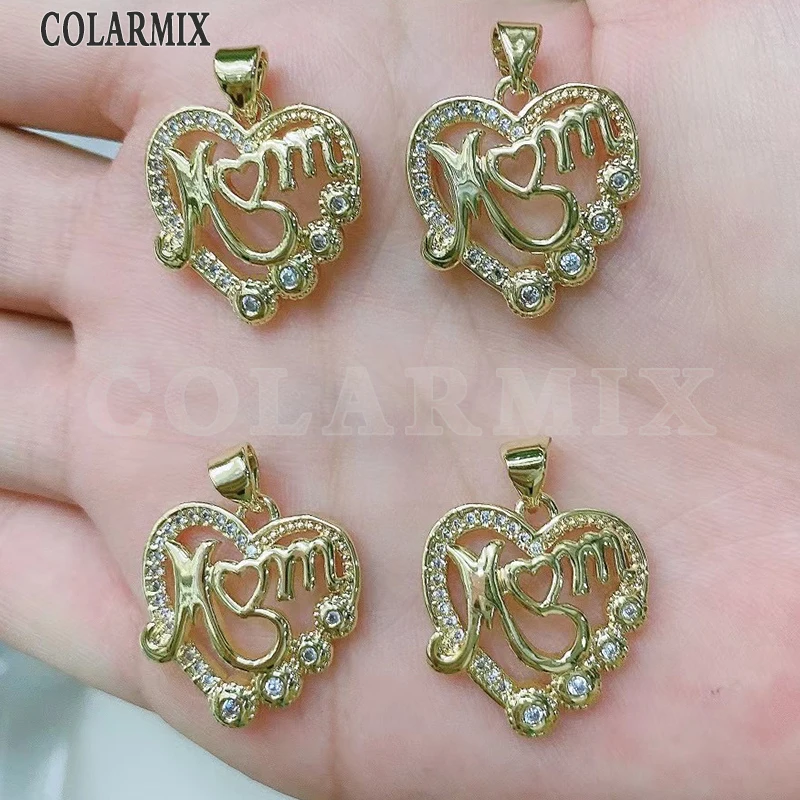 

8 Pcs Love Mom necklace pendant Zircon heart Jewelry pendant Necklace jewelry pendant Mothers'days Gift for Mama 8288