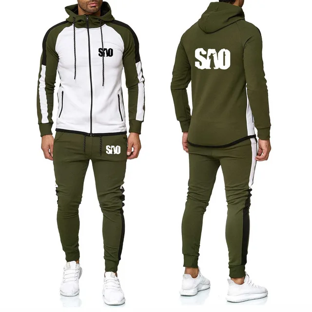 SAO Sword Art Online Printed Jacket Men Casual Sweatshirt Harajuku Streetwear Splice Long sleeve+Pants 2Pcs Sporting H | Автомобили и