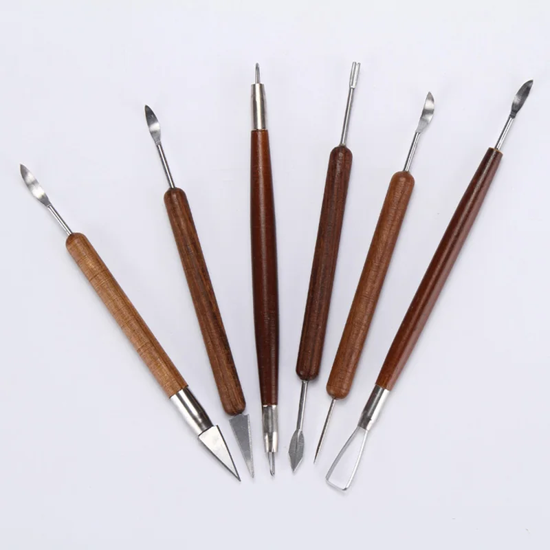 

6pcs Polymer Clay Tools Pottery Ceramics Ribbon Sculpting Tools Set Pottery Clay Sculpture Caving Scraper Craft Modelling Tools