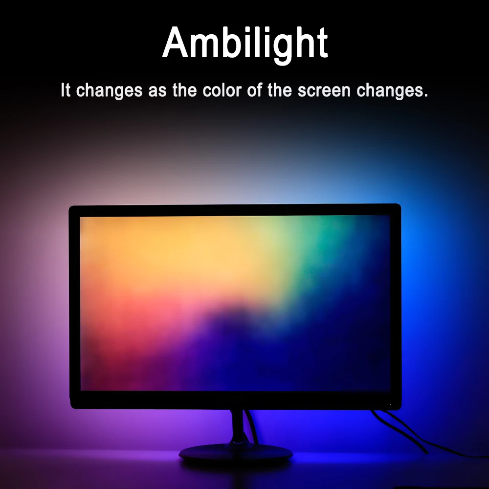 Светильник Ambi, комплект, USB, Светодиодная лента, светильник, 5050, RGB, цвет мечты, для HDTV, настольный компьютер, экран, подсветка, лента, 1 м, 2 м, 3 м, 4 м, 5 м, полный комплект