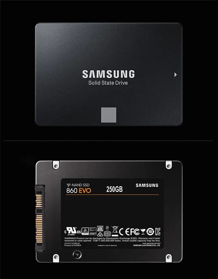 SAMSUNG 860EVO SSD 500GB Внутренний твердотельный диск 1 ТБ HDD жесткий диск 250GB SATA3 2,5 дюймов ноутбук Настольный ПК TLC для ноутбука