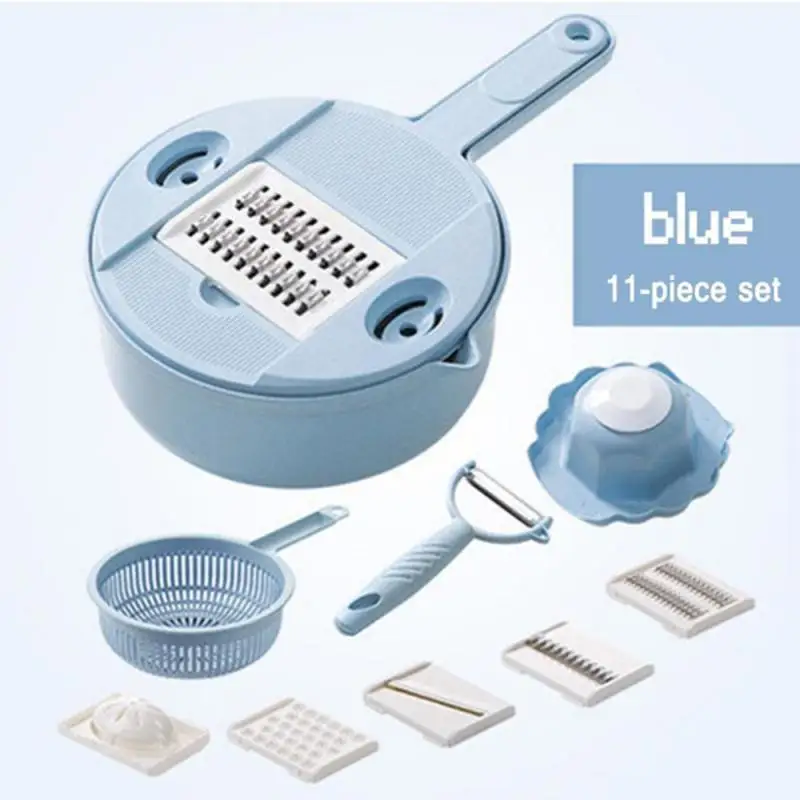 

11pcs round mandolin slicer potato slicer kitchen gadget multi-function vegetable cutter kitchen stainless steel blade cutter