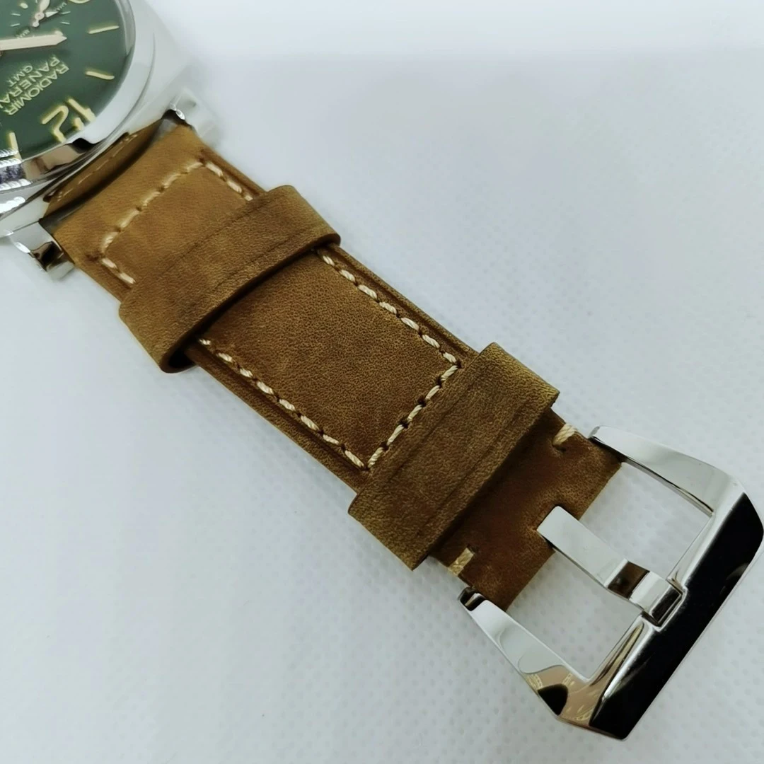 

Luxury Brand New Men Automatic Mechanical Watches Stainless Steel GMT Brown Leather Luminous Watch Glass Back Orange Number
