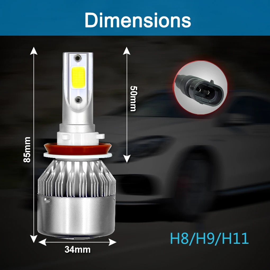 2 шт. 36 Вт C6 6000K холодный белый H1 H3 H4 H7 H8 880 9005 9004 9006 9007 светодиодный фары лампы 3800LM фары дальнего и ближнего света фара головного света