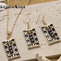 sophiaxuan hawaiian jewelry geometry pearl earrings and necklaces set fashion necklaces jewelry set wholesale for women party