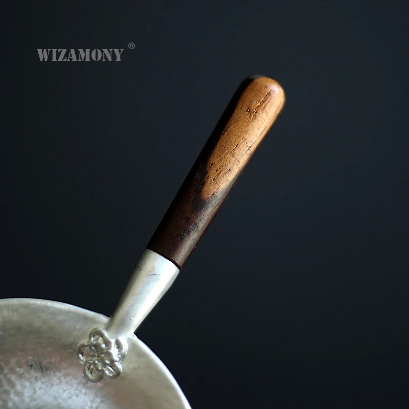 WIZAMONY Китайский Чайный фильтр ручной работы из чистого олова с черной ручкой