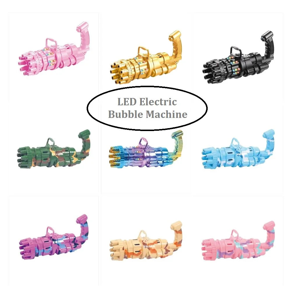 

LED Automatic Gatling Bubble Gun Electric Bubble Machine Nine Hole Huge Amount Automatic Bubble Machine Outdoor Toy For Children