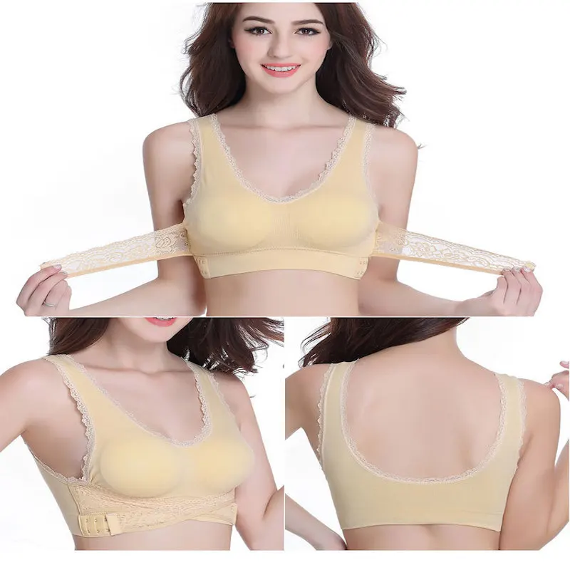 

Sports Bras Women Underwear Sexy Lingerie Lace Solid Color Cross Side Buckle Wireless Push up