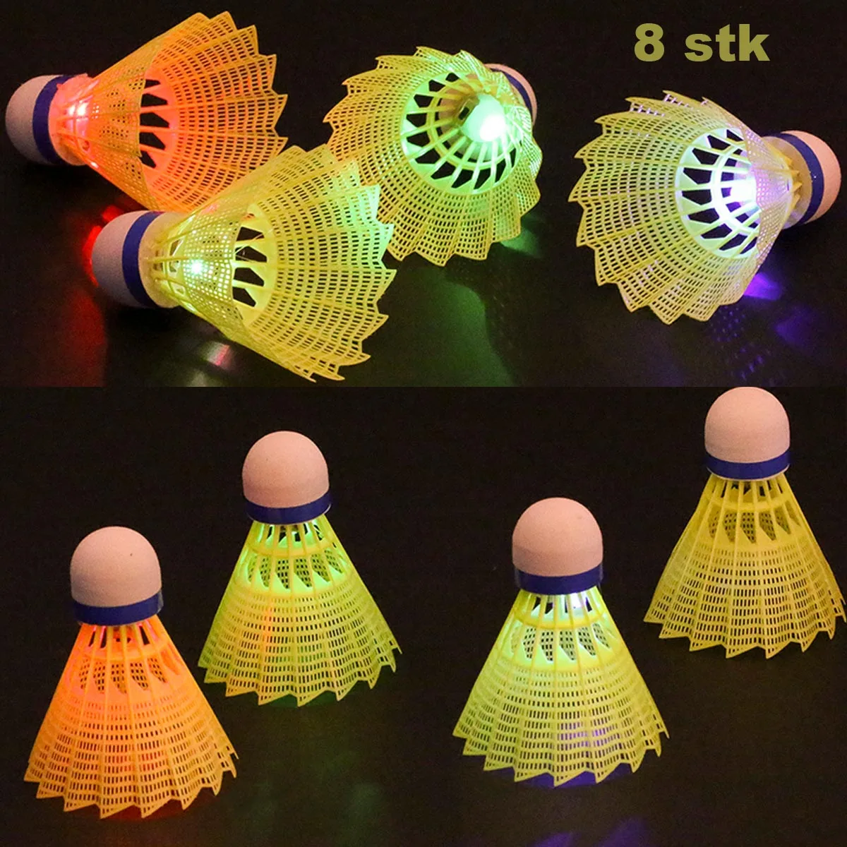

8PCS LED Badminton Shuttlecocks Lighting Birdies Shuttlecock for Indoor Outdoor Sports Activities