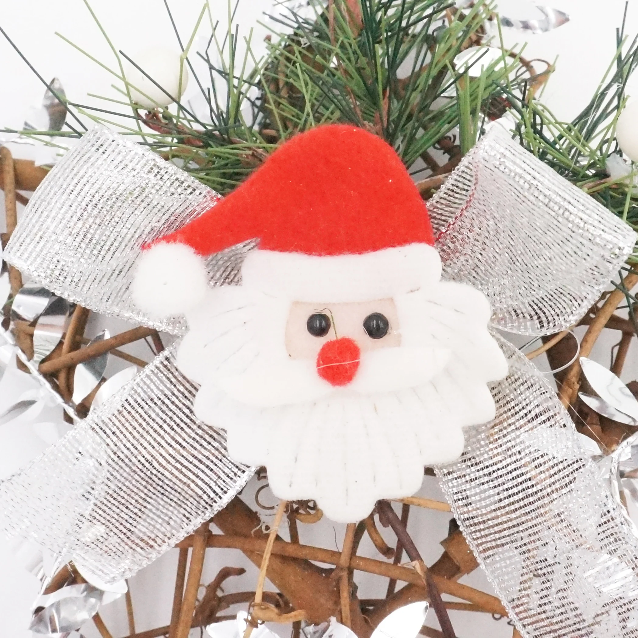 Рождественский венок со звездами гирлянда из ротанга с Санта Клаусом настенное